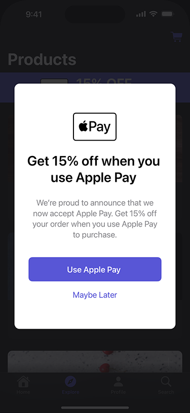 iPhone showing an example of an exclusive offer