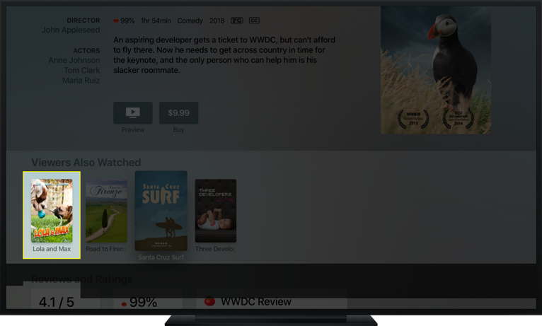 A screenshot of an Apple TV screen highlighted to show one of four posters in a poster lockup.