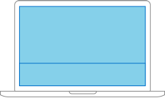 A diagram of a laptop screen with a horizontal line near the bottom at about one third of the screen's height.