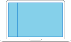A diagram of a laptop screen with a vertical line near the left edge at about 20 percent of the screen's width.