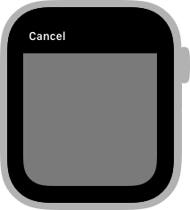 A diagram of a screen that shows a navigation bar above a gray area. The button in the left end of the navigation bar is titled Cancel.