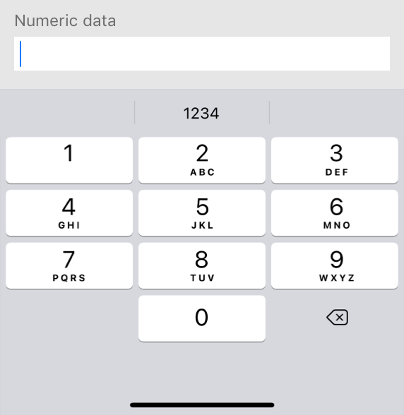 A partial screenshot of a keyboard on iPhone that displays all 10 number keys in addition to the Delete key. Keys for the numbers 2 through 9 each include the 3 or 4 letters associated with the number on a phone.