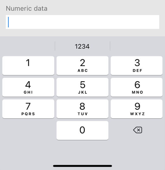 A partial screenshot of a keyboard on iPhone that displays all 10 number keys in addition to the Delete key. Keys for the numbers 2 through 9 each include the 3 or 4 letters associated with the number on a phone.