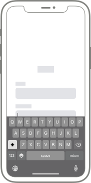 A diagram of an app layout on iPhone, showing the keyboard covering part of a text field.