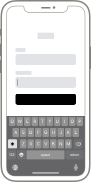 A diagram of an app layout on iPhone, showing two text fields and a button above the keyboard.