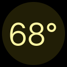 The number sixty-eight and the degree symbol centered within a circular area.