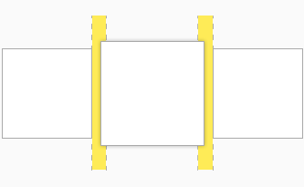 A diagram that shows vertical yellow rectangles of padding between focusable items.