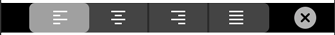 Partial screenshot of a Touch Bar that highlights a text justification segmented control that contains four segments.