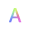 The letter A filled with rainbow colors.