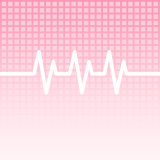 A square canvas that contains a grid of pink lines and a jagged white EKG line that runs horizontally across the middle. The pink grid gets lighter in color toward the bottom edge.