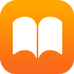 The Audiobooks app icon, an orange square with rounded edges showing an image of blank open book.