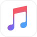 The Music app ucon, a white square with rounded edges showing an image of a blue and red double-eighth musical note.