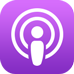 The Podcasts app icon, a purple square with rounded edges showing an image of two circles expanding out from a stylized person.