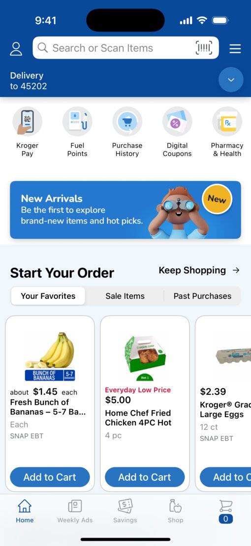 重新设计之前的“Kroger”App 界面