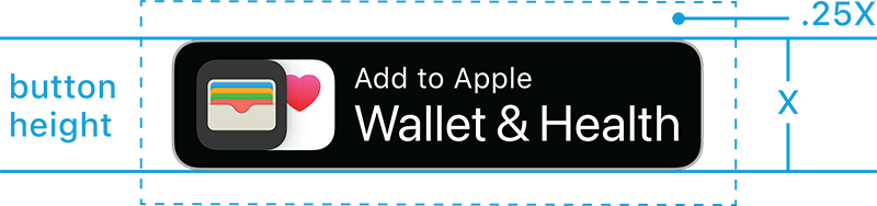 Add to Apple Wallet & Health button with clear space markers