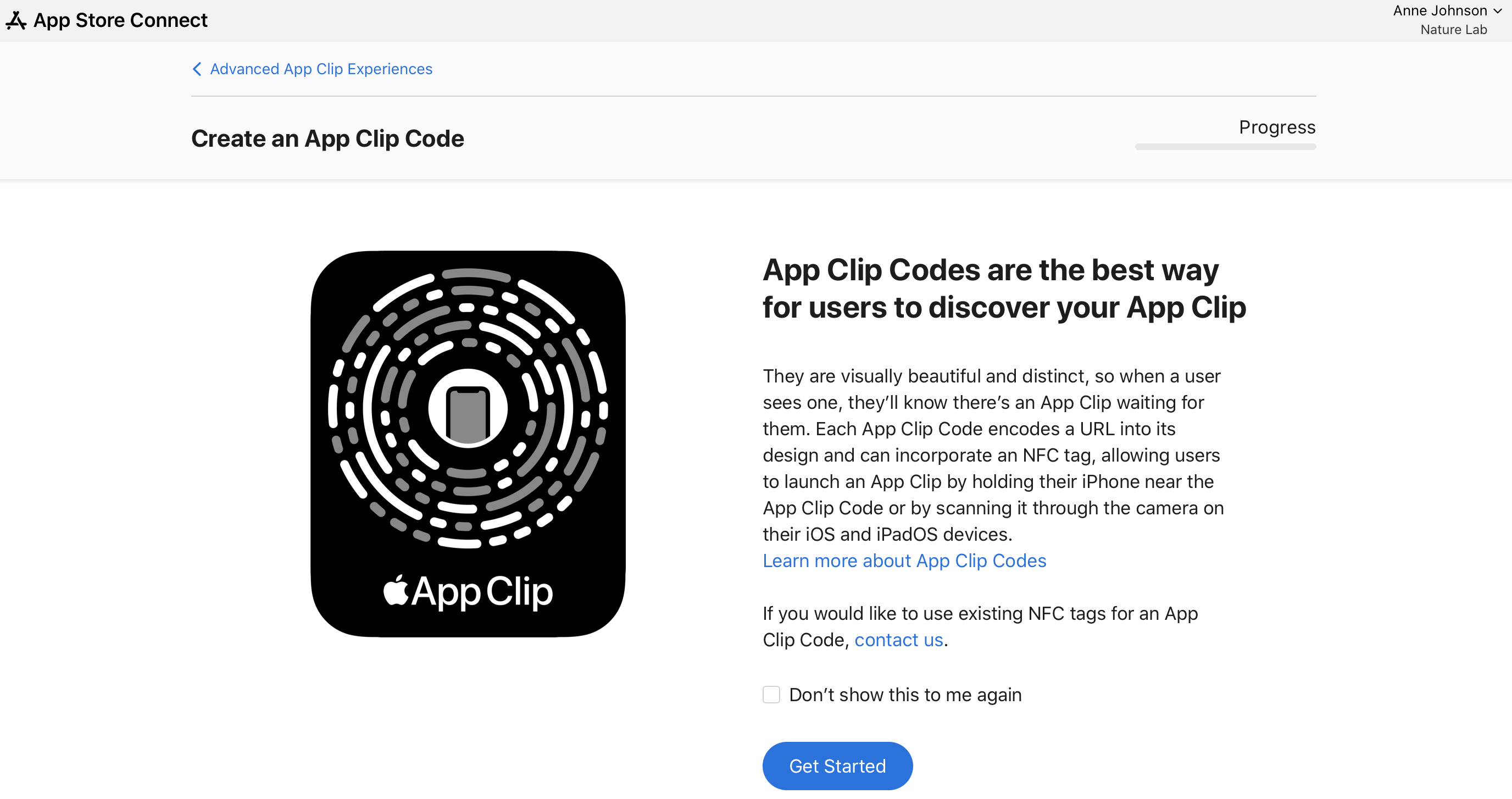 App Clip codes getting started