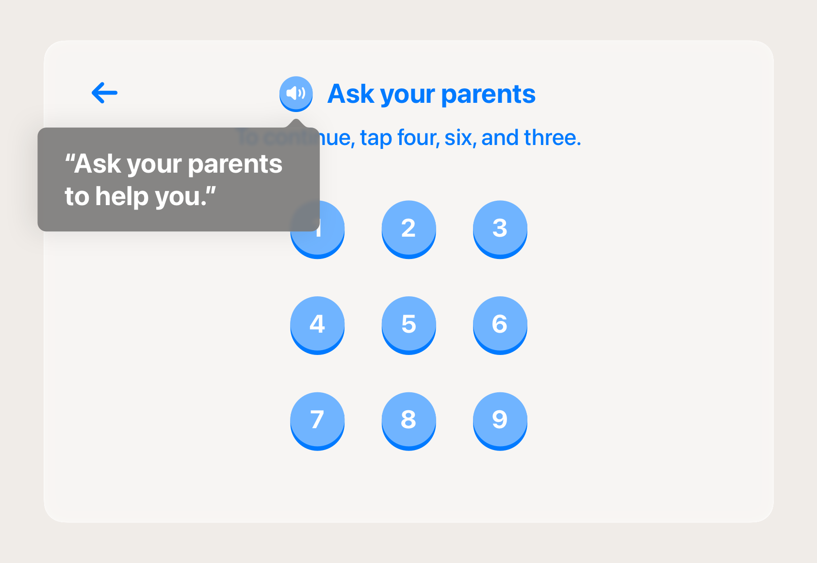An example of a parental gate task that requires math.
