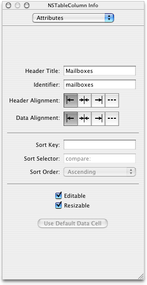 The Info window after entering an outline column identifier