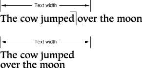 Text width and line breaking