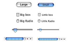 Some full-size controls and their small variants