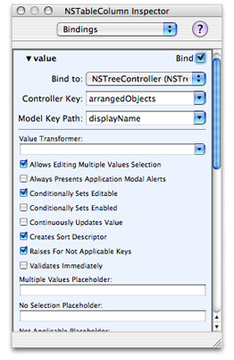 Setting the displayed value for items in the outline view