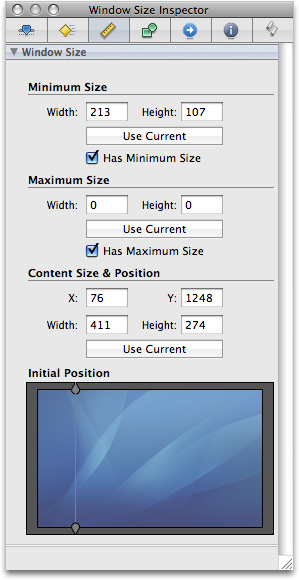 Defining the size of the Window