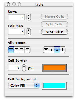 Text table panel