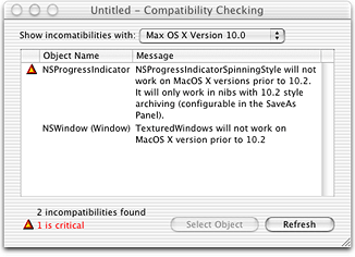 Compatibility Checking Dialog