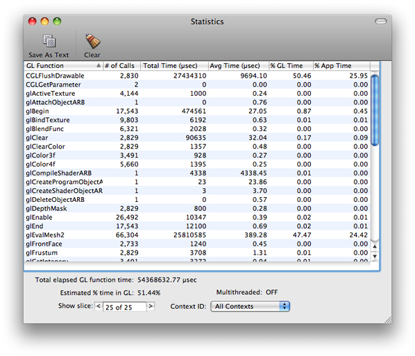 The Statistics window.