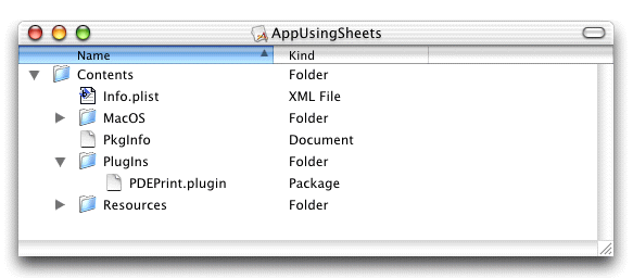 A plug-in installed inside an application bundle