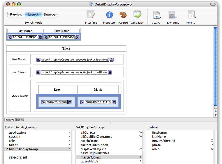 A complete detail display group interface