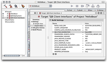 Viewing the value of the EJB_STUB_GENERATION build setting