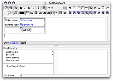 JSP_Example project—the FoodInquiry component